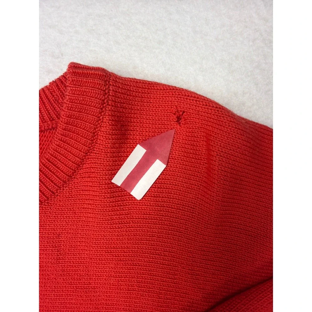 Michael Kors Red Cropped Pullover Sweater Womens Small Crew Neck KnitMK Logo